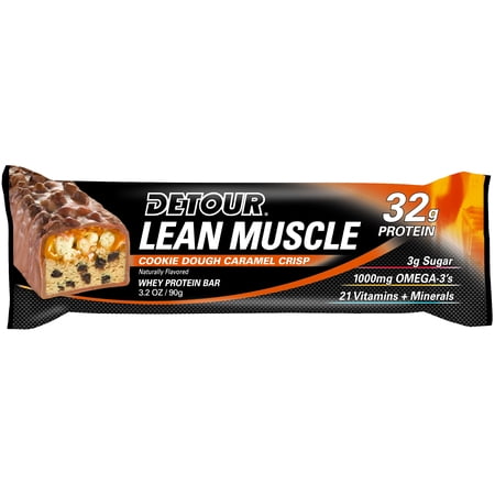 Detour Lean Muscle Cookie Dough Caramel Crisp 32g protein, Pack of 12
