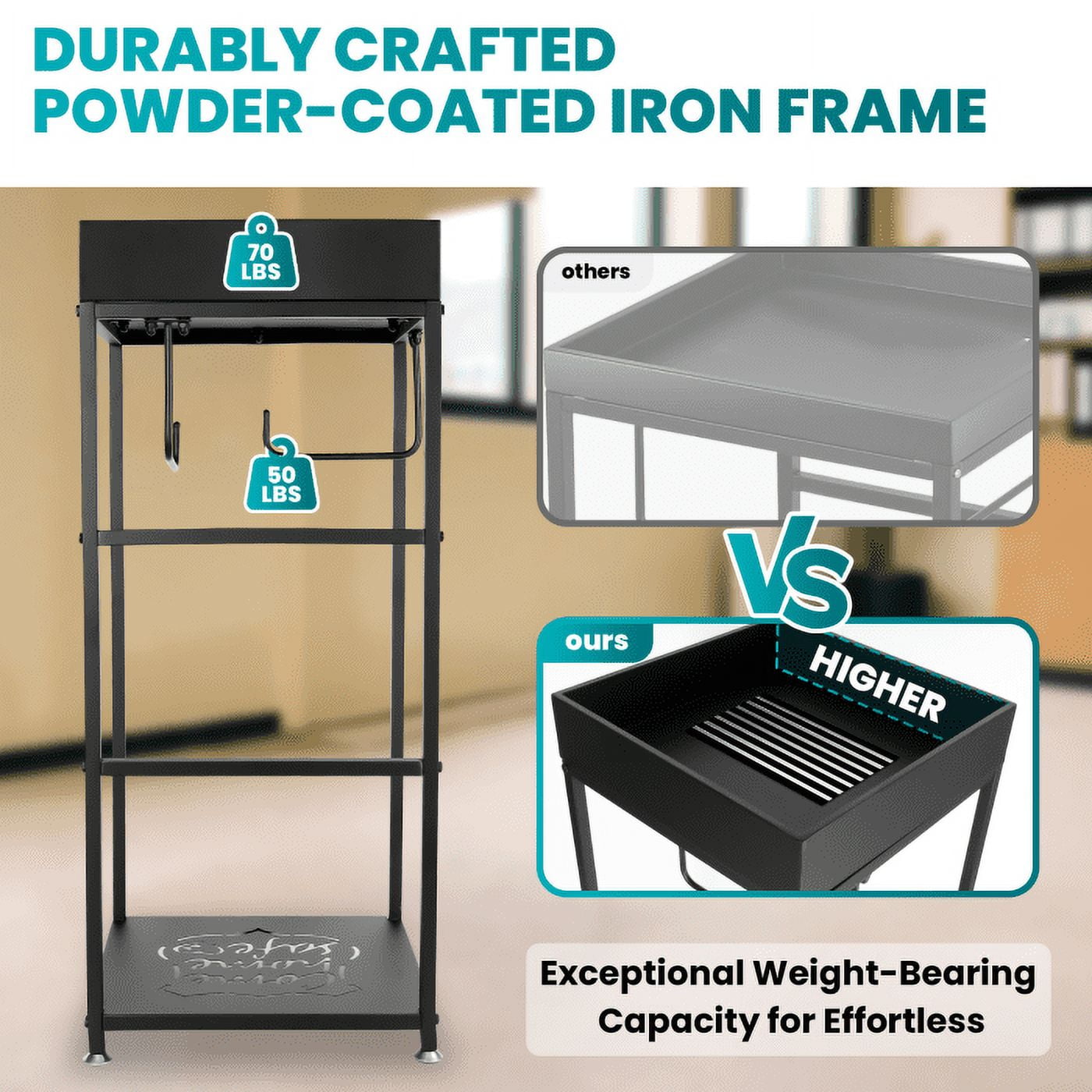 Heavy - Duty 3 - Hook Police Gear Rack: Rustproof, Freestanding Organizer for High - Capacity Storage in Police, Security & Home, Elegant Design