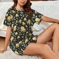 thumbnail image 4 of Fotbe Octopuses And Leaves Conjunto de Pijama Estampado para Mujer, 2 Piezas, Ropa de Dormir con Camiseta de Manga Corta y Shorts Suaves-Small, 4 of 6