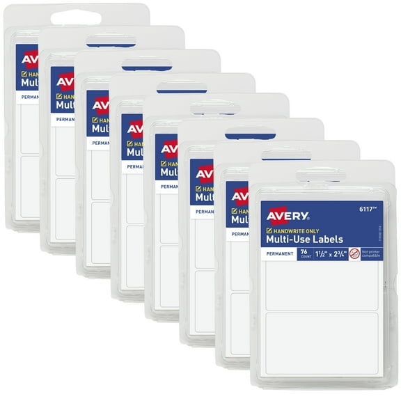 Avery Multi-Use Permanent Labels, 1.5" x 2.75", 8 Packs (21924)