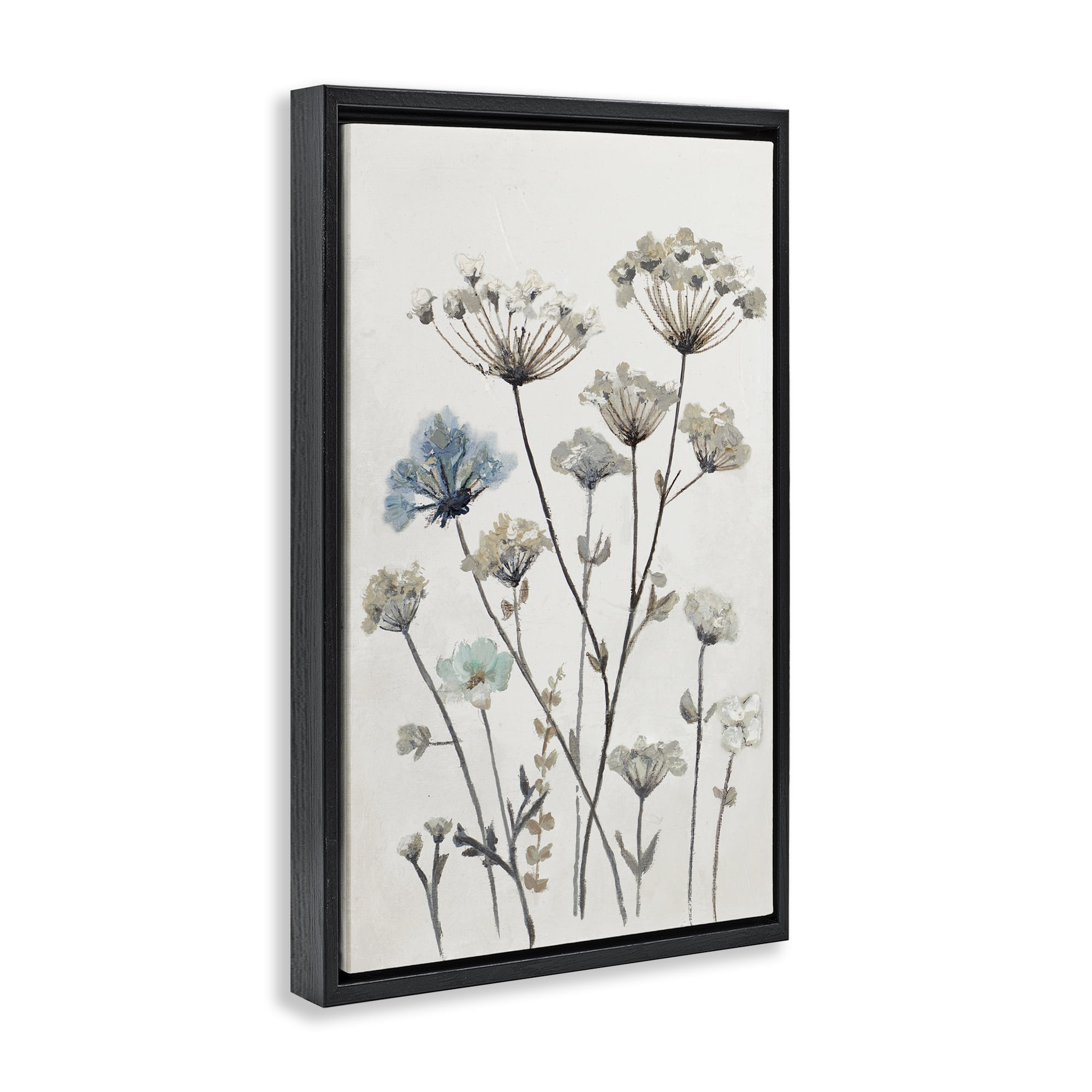Stupell Industries Neutral Jardin Azul Black Framed Floater Canvas Wall Art, design by Patricia Pinto