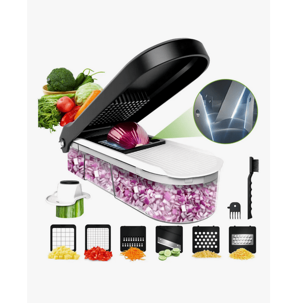 Xtellar 10 en 1 rallador cortador rebanador picador con 6 cuchillas para verduras y frutas incluye contenedor