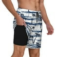 thumbnail image 2 of Kdxio Retro Coconut Tree Print Men's Swim Trunks with Compression Liner 7 Inch Inseam Quick Dry Swim Shorts, 2 of 7