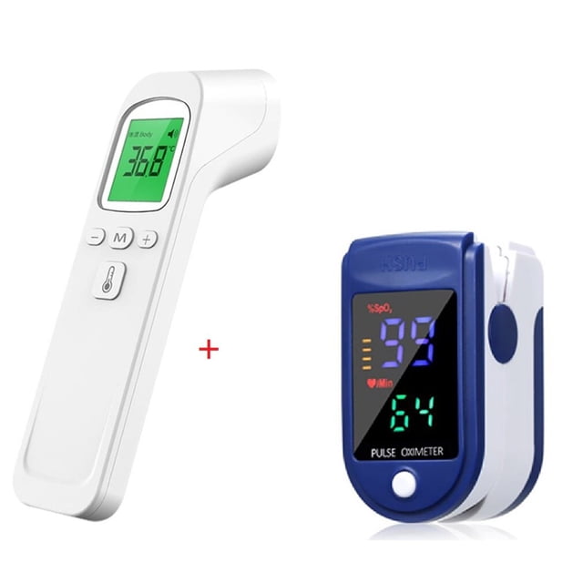 Oxímetro de pulso Digital portátil para dedo, Monitor de frecuencia cardíaca Spo2 PR, medidor de saturación de oxígeno en sangre, termómetro corporal