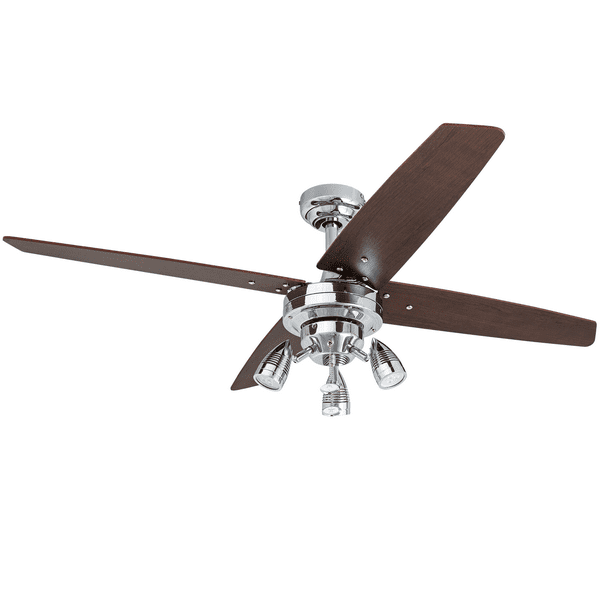 Prominence Home Civa 48 Inch Chrome, Industrial Farmhouse Ceiling Fan With Light