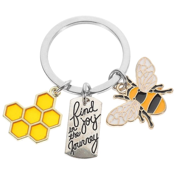 Hexagonal Honeycomb Keychain Bee Pendant Keychain Small Keychain Travel Keychain