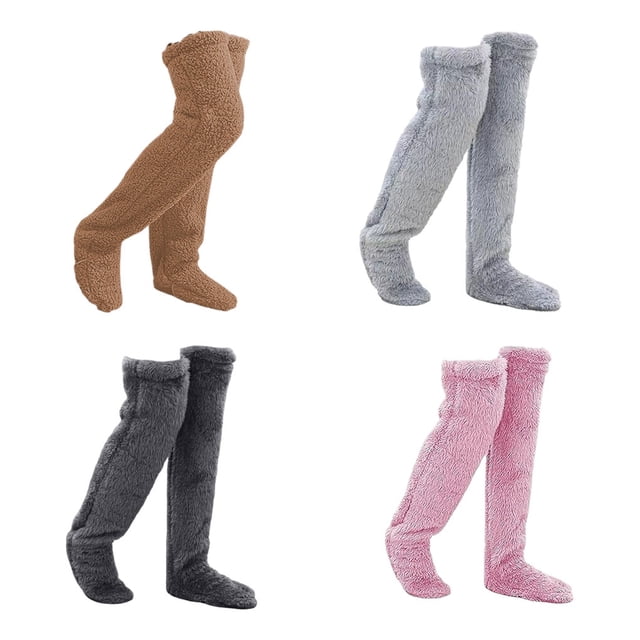maskred Winter Warmth In Knee Socks Must-have For Freezing Temperatures Warm Socks Polyester Cozy Slipper Socks Winter Socks brown 1Set