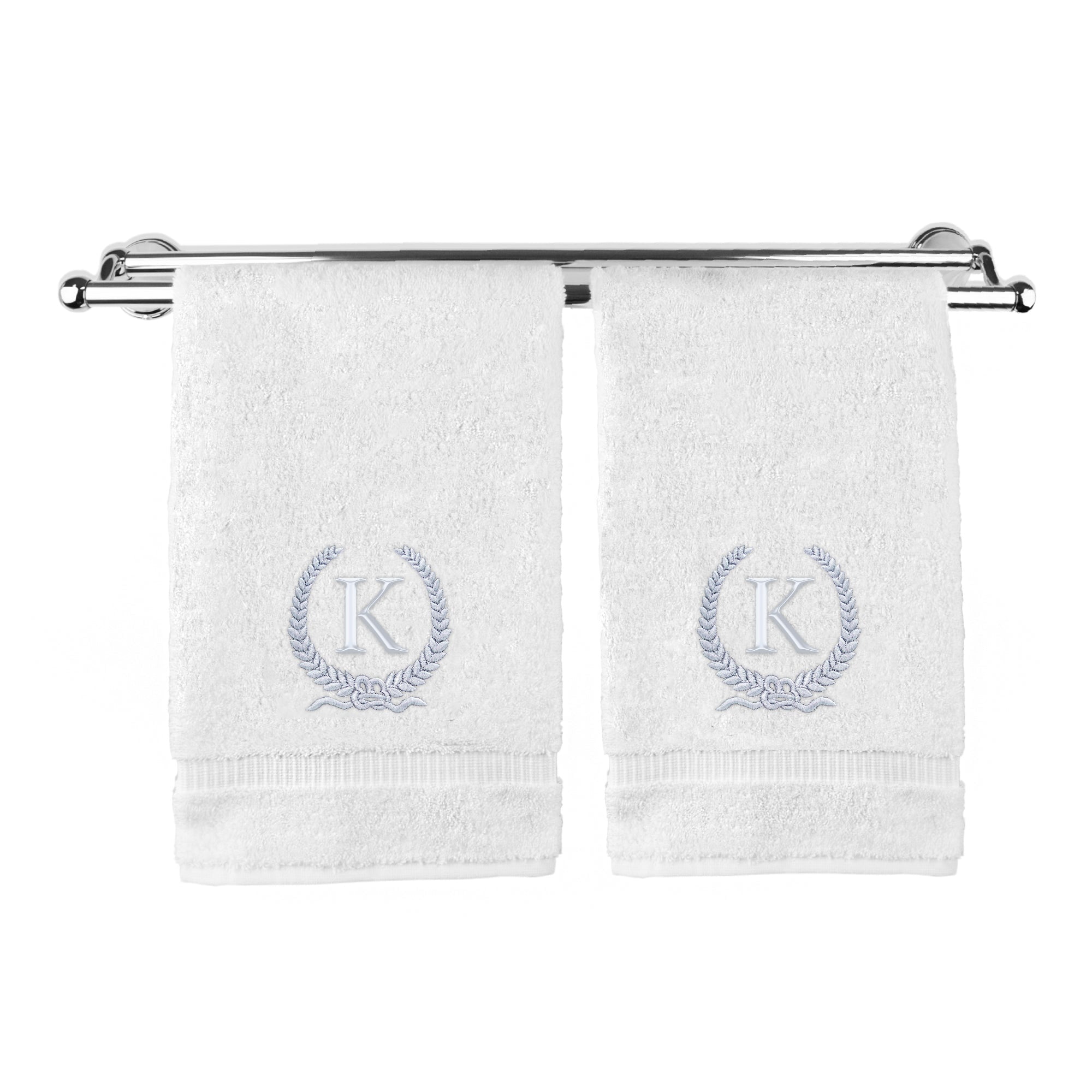 Monogrammed Hand Towel, Personalized Gift, 16 x 30 Inches Silver