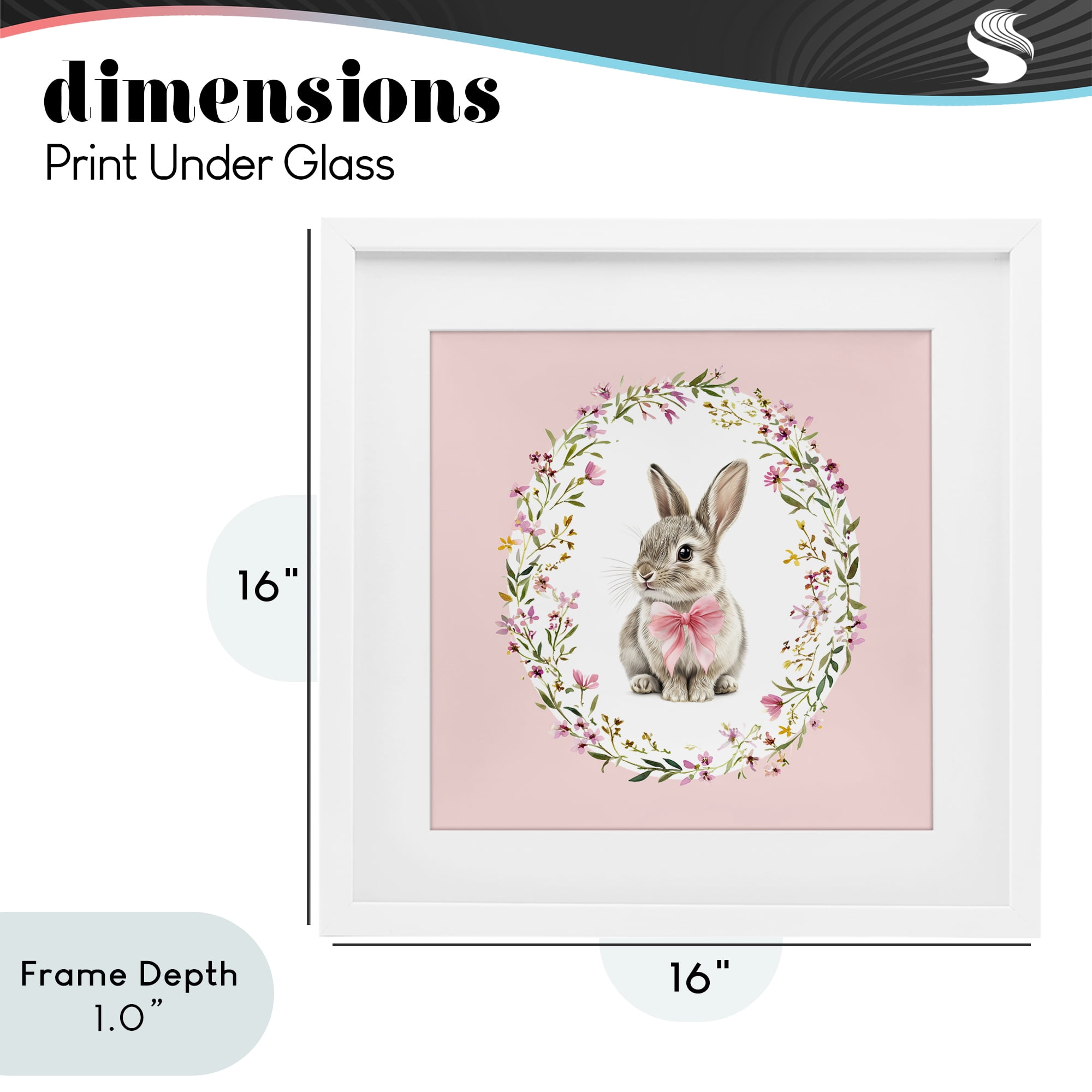 Stupell Industries Blush Pink Bunny White Framed Print Under Glass, design by Christine Simpson Art