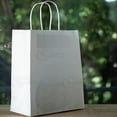 thumbnail image 3 of [250 COUNT] 10x5x15 inches Medium White Kraft Paper Bags with Handles, Shopping, Gift Bags, Party, Retail, Merchandise, Lunch Bags, Grocery Bags, Strong, Reusable, Durable, Ecofriendly by EcoQuality, 3 of 6