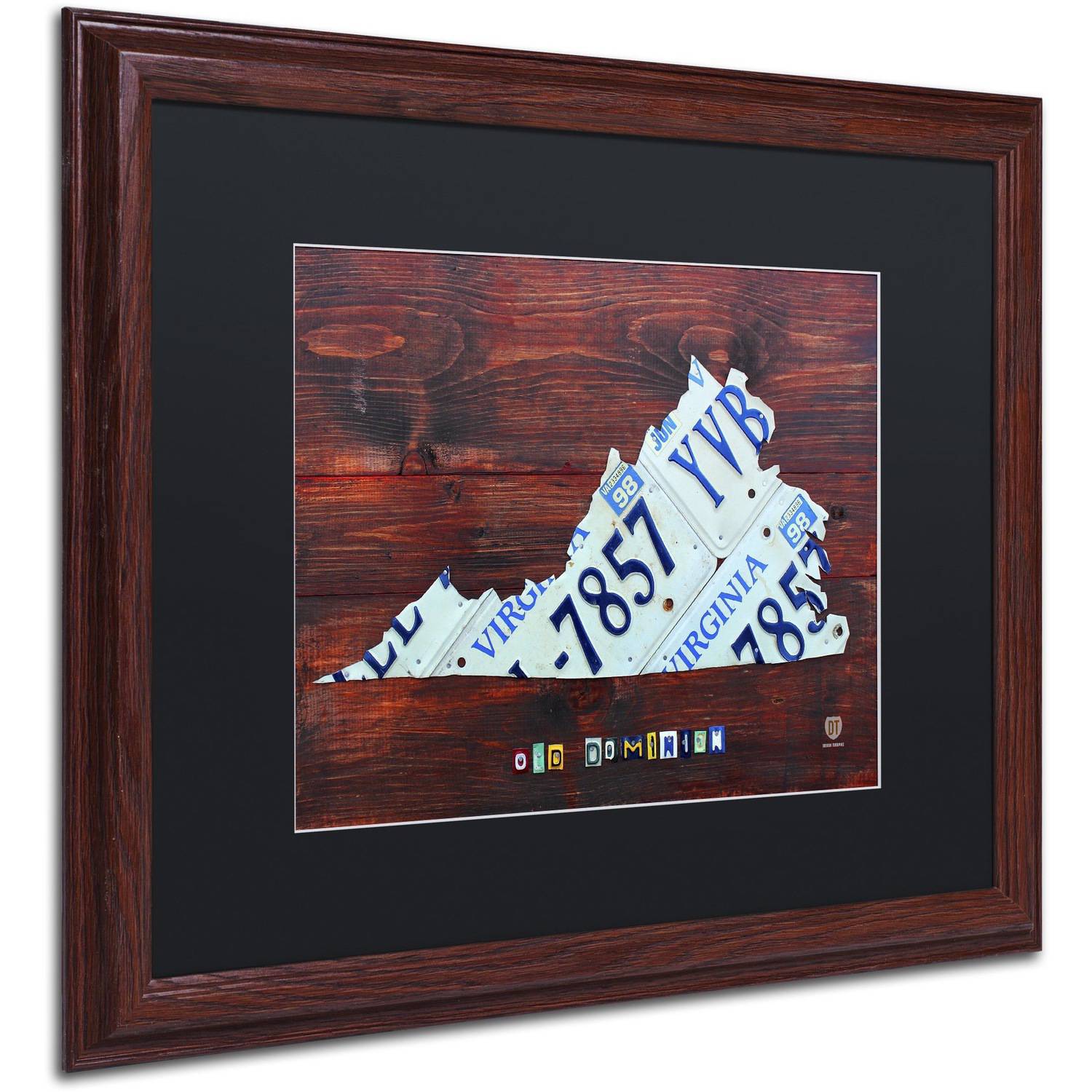 Trademark Fine Art 'Virginia License Plate Map' Canvas Art by Design Turnpike, Black Matte, Wood Frame