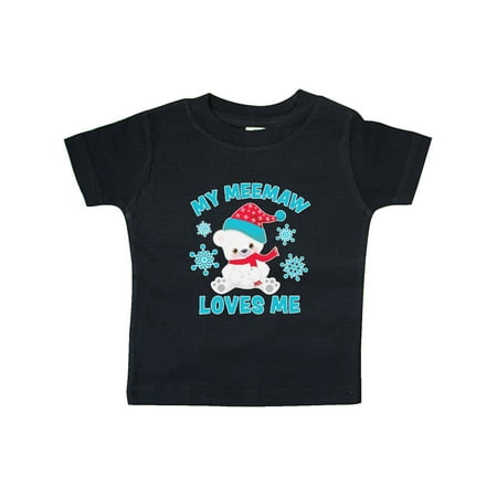 

Inktastic Polar Bear My Meemaw Loves Me in Santa Hat with Snowflakes Gift Baby Boy or Baby Girl T-Shirt