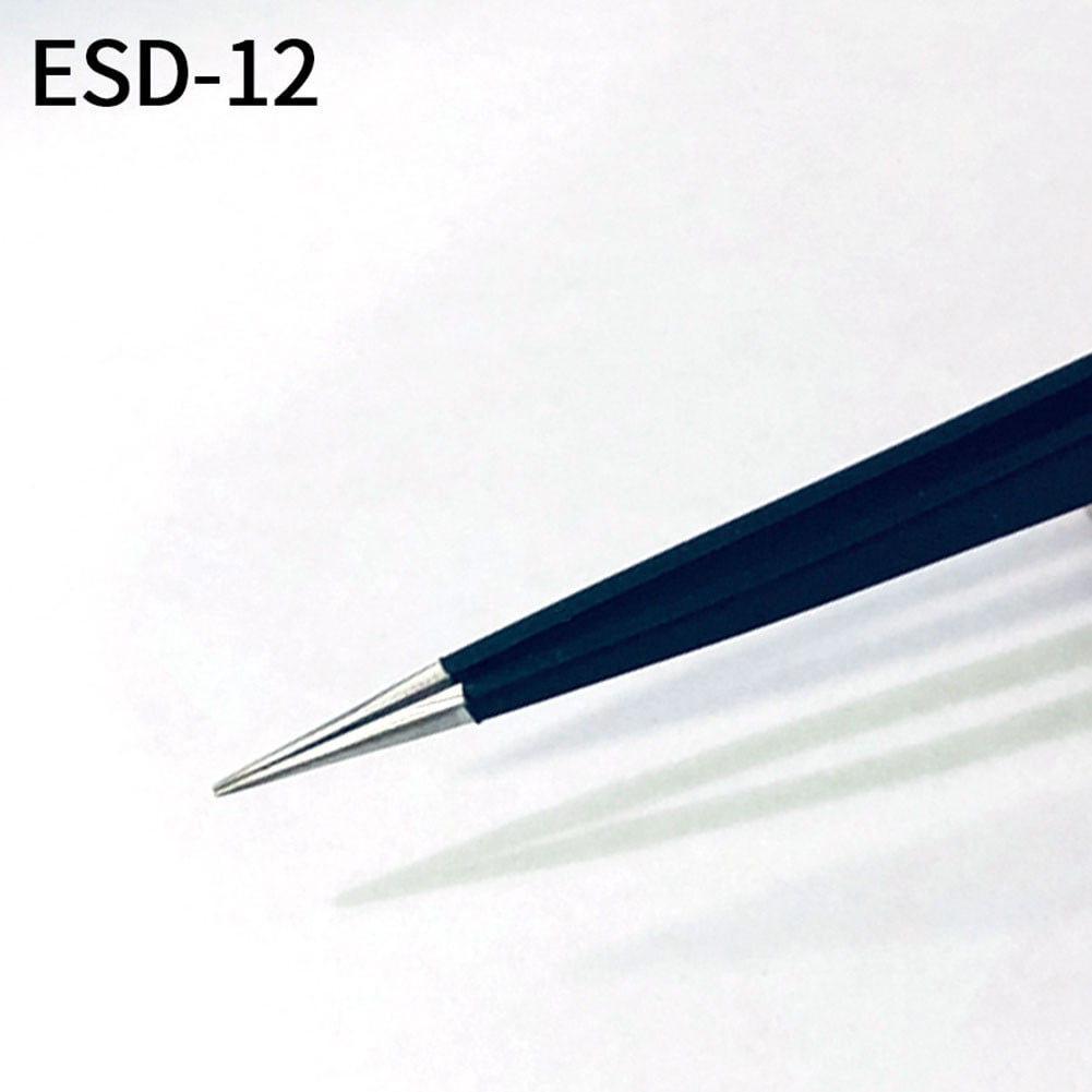 Precision Tweezers ESD-14 Anti-Static Electronic Stainless Steel Repair Tools 