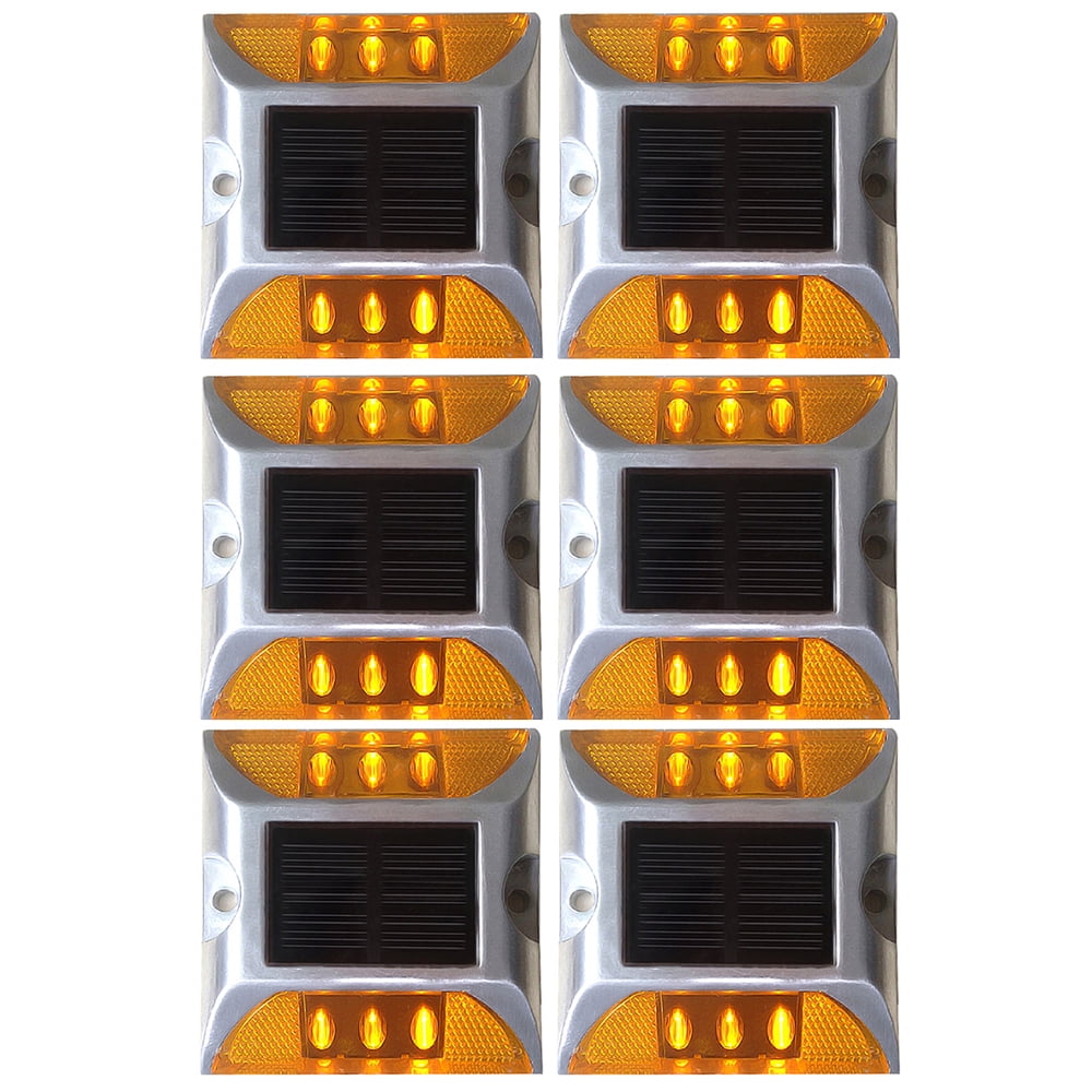 Solar Deck Lights 6LED Driveway Light Aluminum Waterproof Outdoor Road