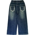 thumbnail image 2 of Peacolate 5-10Years Little Big Girl Straight Wide Blue Denim Pants Jeans,Rope Flower,7-8Years, 2 of 3