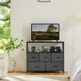 thumbnail image 4 of TV Stand with 5 Fabric Drawers, Dresser for Bedroom Entertainment Center for 45 inch TV Storage Organizer with Open Shelf, Wooden Media Console Table for Living Room, Bedroom, or Small Space,Gray, 4 of 8