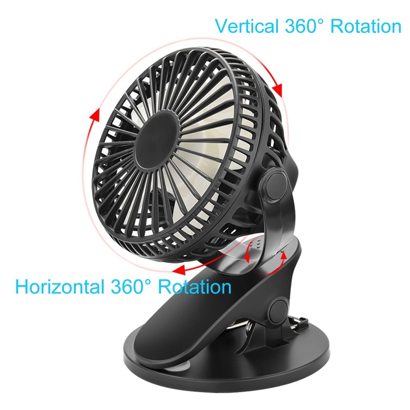 JeashCHAT 6" 3-Speed 720° Rotation Clip-On Desk Fan