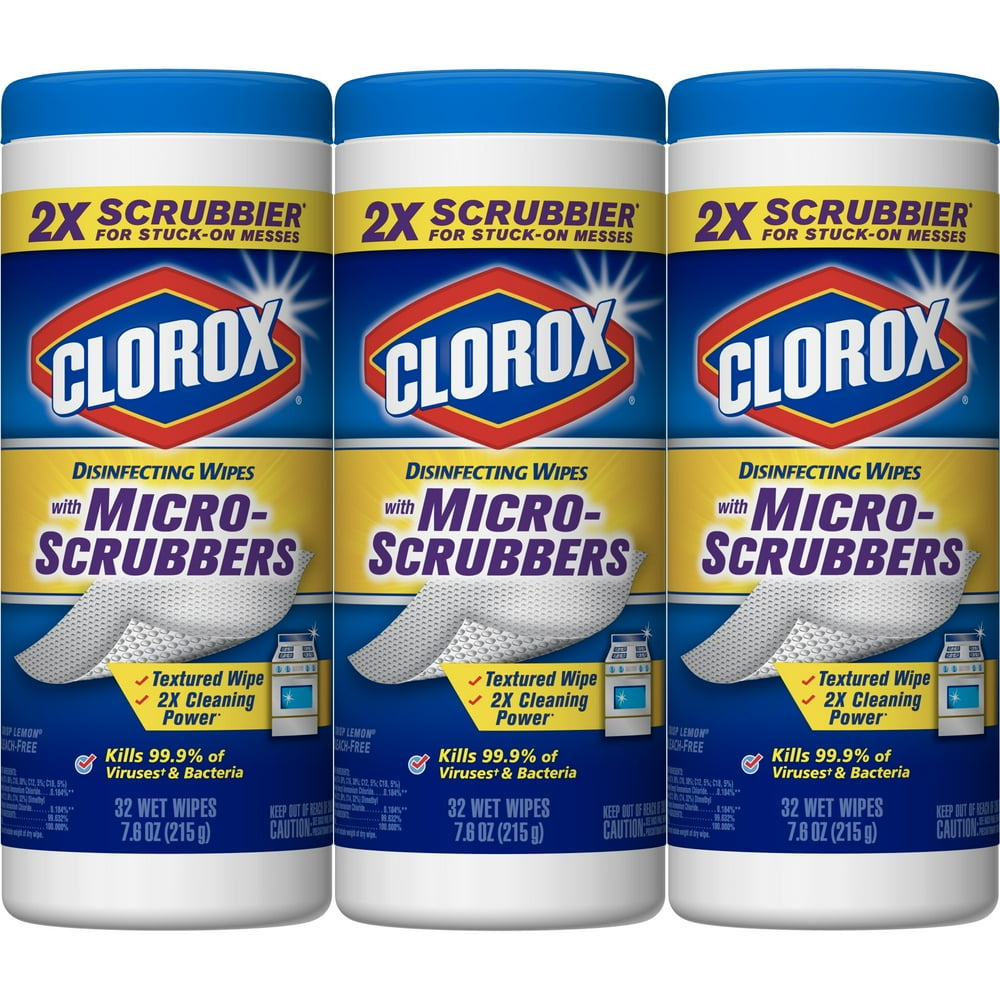 Clorox Disinfecting Wipes with MicroScrubbers, Crisp Lemon 3 Pack