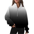 thumbnail image 1 of Womens Lapel Zipper Short Pocket Long Sleeved Top Sweater, 1 of 1