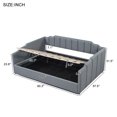 thumbnail image 4 of Full Size Upholstered Daybed with Underneath Hydraulic Storage, Linen Fabric Upholstered Sofa Bed with Sturdy Wood Slats Support and Solid Legs, Space-Saving Design (Gray), 4 of 9