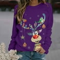 thumbnail image 2 of Chandail en Molleton de Noël pour Femmes Imprimé de Vacances Chandail Col Rond Cardigan à Capuche Mode Veste Mi-Longue Fermeture Extérieure Manches Longues Chandail de Noël, 2 of 5