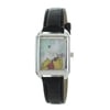 Disney Women’s Silver Tone Black Band Winnie Pooh and Piglet Enjoying Watching a bee WP1012-AB