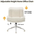 thumbnail image 5 of Criss Cross Chair with Wheels, Wide Cross Legged Office Chair with 2 Layer Cushions & Back, Adjustable Swivel Home Office Chair, Comfy Faux Fur Makeup Vanity Chair for Girls Women, Cream, 5 of 5