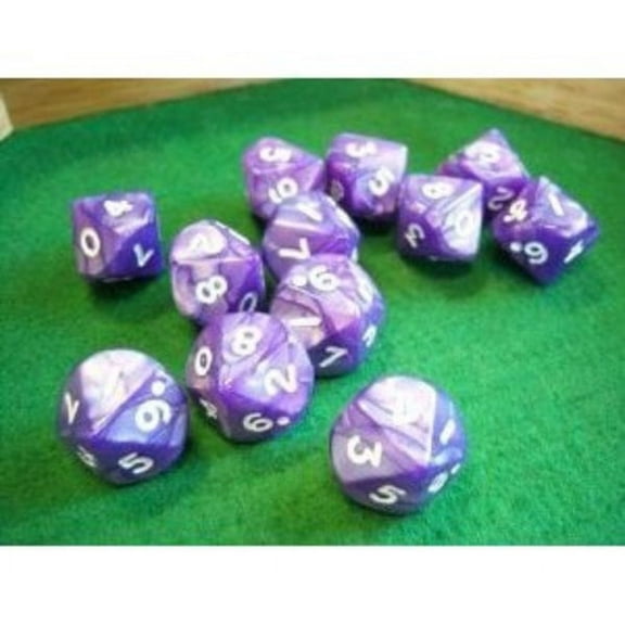 Purple Pearlized d10s Dice Multi-Colored