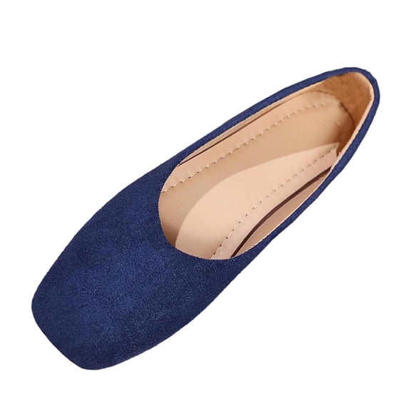 WRKEKC Womens Flats Spring Fall Solid Color Low Cut Vintage Outdoor Slip On Loafers Square Toe Flat Footwear