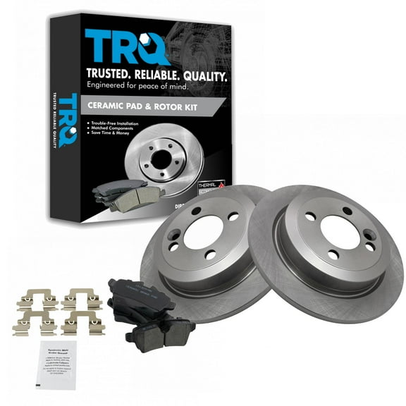 TRQ Rear Brake Pad & Rotor Kit Brake Pads Brake Rotor Ceramic Fits Select 2008-2015 Mini Cooper