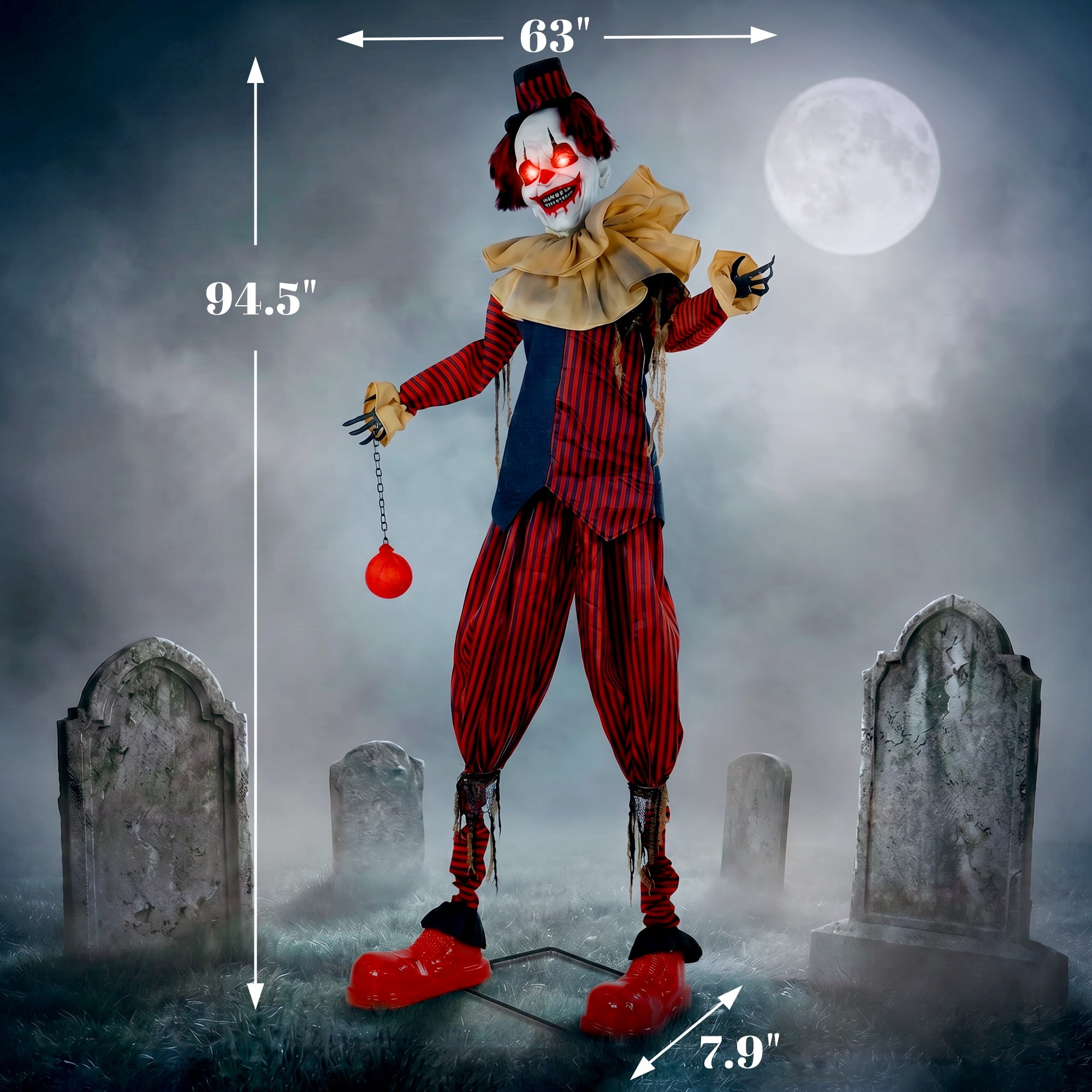 Alvantor Large Inflatable Halloween Decorations Clown LED Yard Decor with Sound Touch Activated Red
