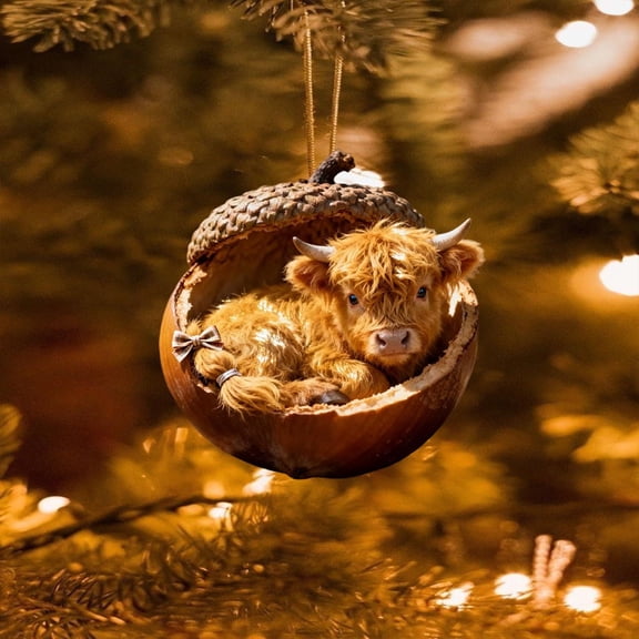 cpengpj 8cm Handcrafted Forest Animals Acorn Christmas Tree Ornament, Durable Holiday Decoration Pendant Gift for Tree, Wreath, Garland, Table Centerpiece and Festive Home Decor