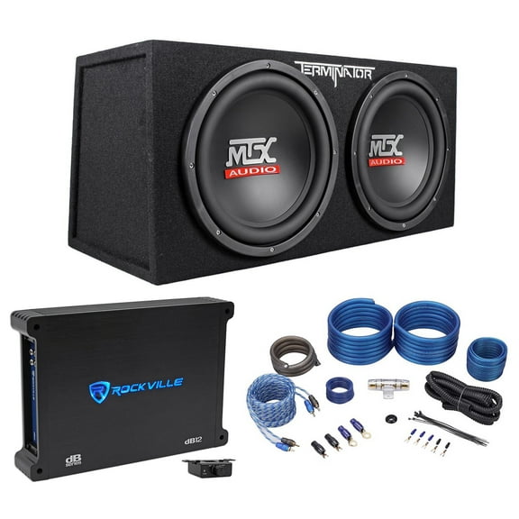 MTX Audio Terminator Car Subwoofers with ealed Sub Box, Amp and Wire Kit, 12"