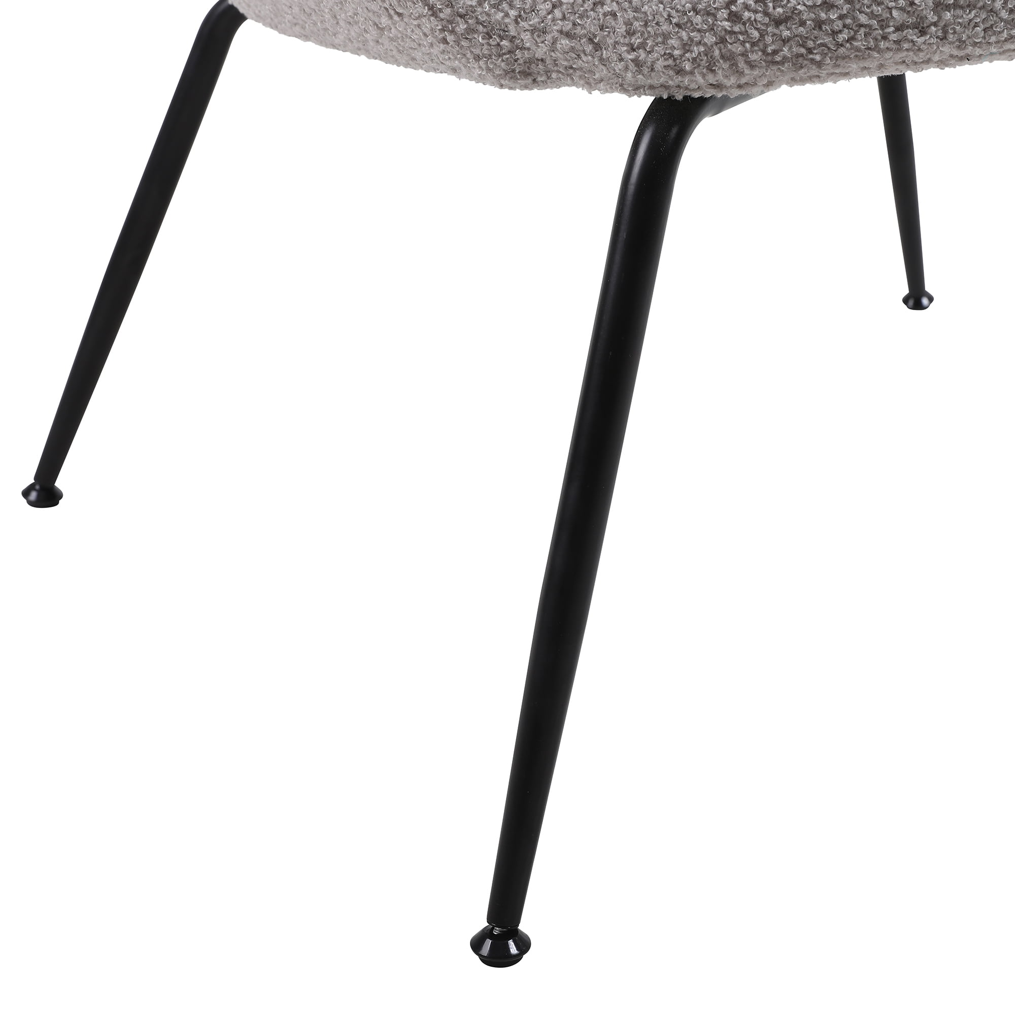 Kadyn Modern Sherpa Armchair with Black Metal Legs, Comfy and Soft Chairs for Bedroom, Grey