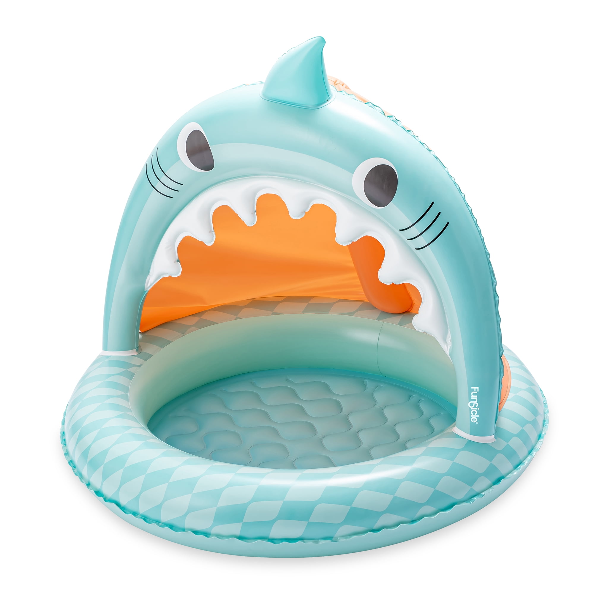 Funsicle Shark Jaws Bay Shaded Inflatable Kids Splash Pool, 40" x 40" x 37", Ages 1 to 3