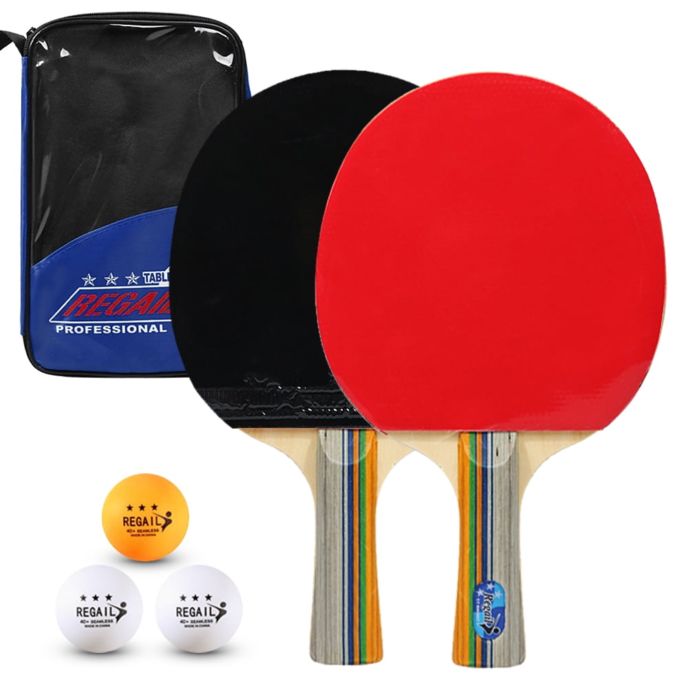 In/Outdoor Table Tennis Game Racket 2 Paddle Ping Pong Bat 3 Balls Bag Set Home 