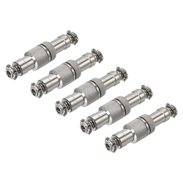 Conector de aviación Uxcell GX12 2 pines 12 mm plata macho hembra conector de panel de acoplamiento 5 paquetes, 3 pines