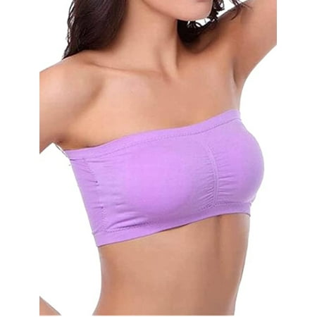 

Women Stretch Strapless Bra Solid Color Crop Removable Padded Top Seamless Bandeau Bra Padded Tube Soft Bralette Bras