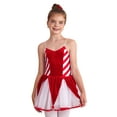 thumbnail image 4 of YIZYIF Kids Girls Christmas Mesh Ballet Tutu Dress Candy Cane Costume Spaghetti Straps Stripes Print Figure Skating Dress Red 10, 4 of 7