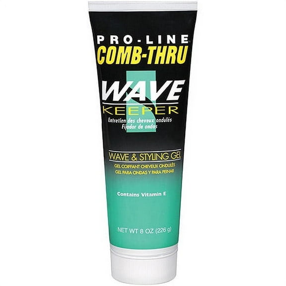 Pro-Line Men's Comb-Thru Wave & Styling Hair Gel - For Wavy, Curly, Coily Hair. Enriched with Vitamin E, 8 Oz.