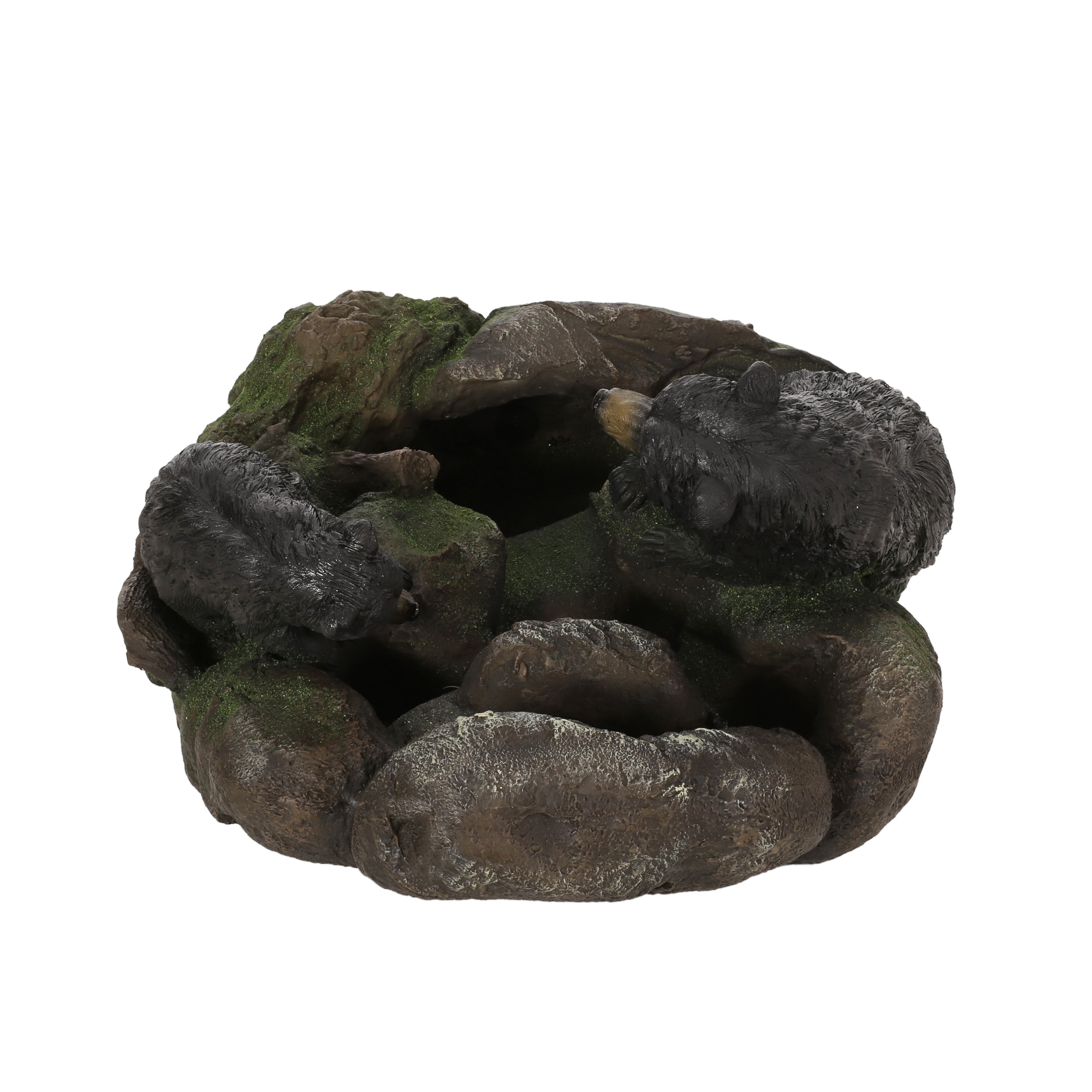 Wasco Outdoor 2-Tier Bear Fountain, Moss and Black
