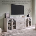 thumbnail image 6 of Glass Arched Door Sideboard Buffet Cabinet, Accent Cabinet with Adjustable Shelf, Wood Modular Credenza Storage Cabinet for Dining Room, Living Room, Entryway, White, 6 of 8