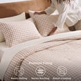 thumbnail image 5 of U by Bedsure Tan Gingham Comforter Set Queen Size, 1 Comforter and 2 Pillowcases, 3 Pieces Solid Farmhouse Shabby Chic Bed, Vintage Rustic Soft Bedding Set, 5 of 10