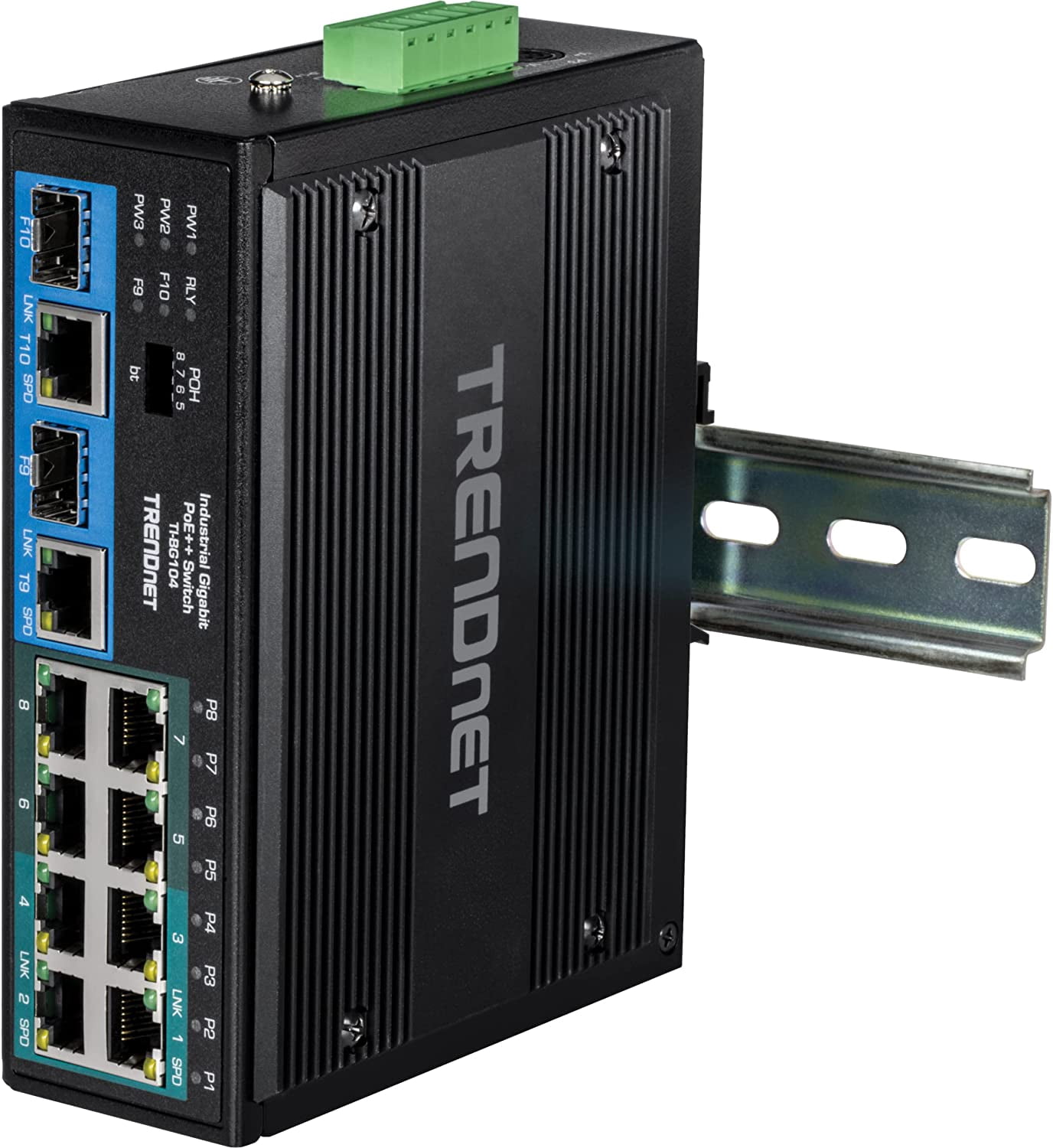 TRENDnet  TI-BG104,10-Port Industrial Gigabit PoE++ DIN-Rail Switch