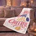 thumbnail image 6 of You Make Life Cheerful Lettering with Pink Navy Pom Poms Hearts and Stars, Playful Cheerleader Art Soft Flannel Blanket for Dorm and Bedroom, Graduation Gift, Home Decor, 6 of 9