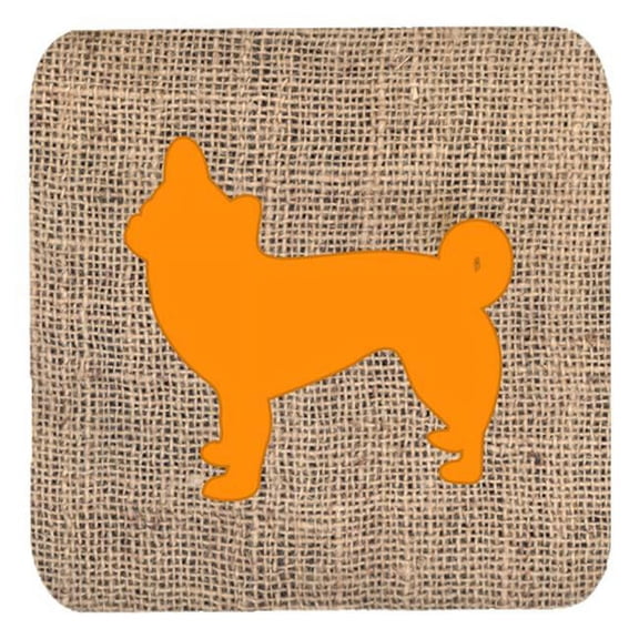 Chihuahua Burlap And Orange Foam Coasters - Set 4, 3.5 x 3.5 In.