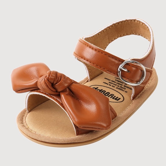 Gyujnb Girls Open Toe Sandals Bow Solid Color Buckle Strap Soft Sole Summer Casual Shoes (Girls),0-6 Months