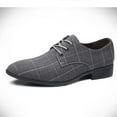 thumbnail image 5 of Xfvqtps New Mens Dress Shoes Large Size British Style Grid Printing Pointy Toe Lace up Breathable Comfortable Fashion Formal Business Casual Leather Shoes Gray, 5 of 8
