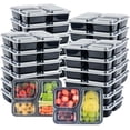 thumbnail image 1 of WQLPP-conteneur de Préparation de Repas 3 Compartiments [20 Pack] Boîte Bento de Stockage Alimentaire / Sans BPA / Empilable / Réutilisable Boîtes à Lunch, Micro-Ondes/lave-Vaisselle/congélateur Sûr, Contrôle de Portion (36 oz), 1 of 4