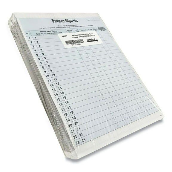 Tabbies 14531 8.5 in. x 11.63 in. 2-Part Carbon Patient Sign-In Label Forms - Blue Sheets (125/Pack)